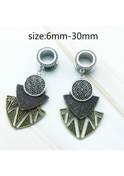 14 mm Paslanmaz Çelik Vida Asma Küpe Tüneller Geometrik Şekil Kulak Genişletme Piercing Kulak Takıları Kulak Tüpü Kulak Tıkaçları Beden Takıları (Yurt Dışından)