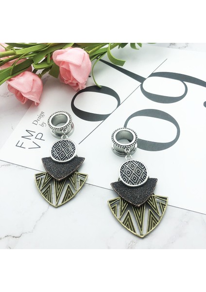 14 mm Paslanmaz Çelik Vida Asma Küpe Tüneller Geometrik Şekil Kulak Genişletme Piercing Kulak Takıları Kulak Tüpü Kulak Tıkaçları Beden Takıları (Yurt Dışından) fırsatları