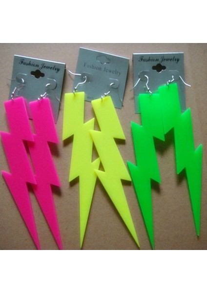 Siyah Stil Süper Floresan Akrilik Şimşek Punk Küpe Performans Şarkıcı Gece Kulübü Takı (Yurt Dışından) fiyatları