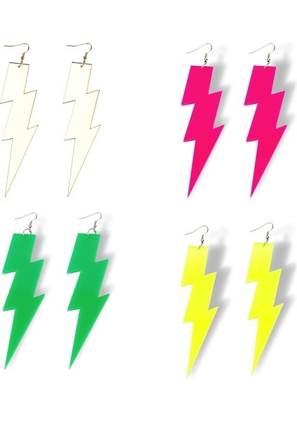 Siyah Stil Süper Floresan Akrilik Şimşek Punk Küpe Performans Şarkıcı Gece Kulübü Takı (Yurt Dışından) fırsatları