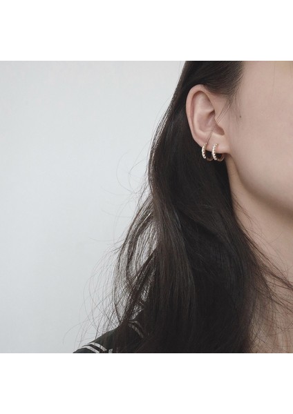Gümüş Tarzı Küçük Halka Küpe Zirkon Küpe Ince Halkalar Minik Halkalar Minimalist Küpeler Moda Takı (Yurt Dışından)
