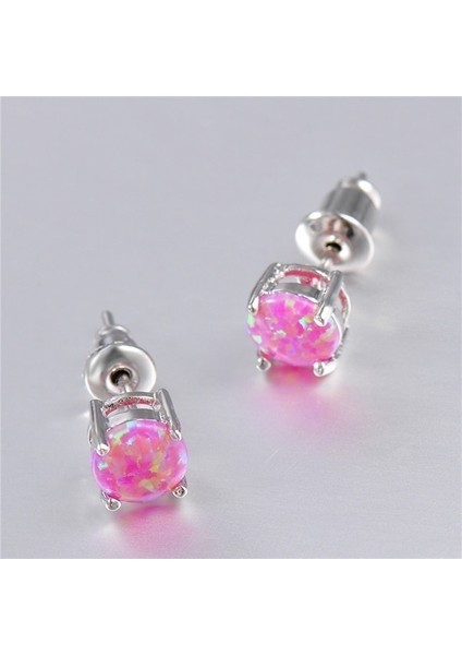 Yeşil Stil 6mm Moda Takı Zarif Yuvarlak 5 Renkli Ateş Opal Gümüş Kadın Küpe - Alışveriş Yapmak Için Tıklayın (Yurt Dışından)