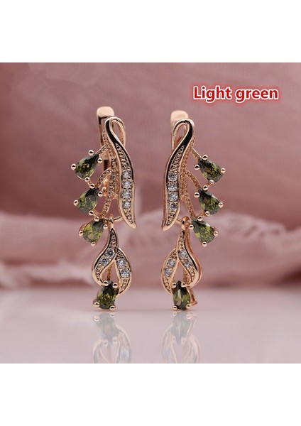 Beyaz Stil 585 Rose Altın Çok Renkli Su Damlası Doğal Zirkon Düğün Parti Ince Takı Kadın Uzun Sarkan Küpe Moda Takı Güzel Hediye (Yurt Dışından) fırsatları