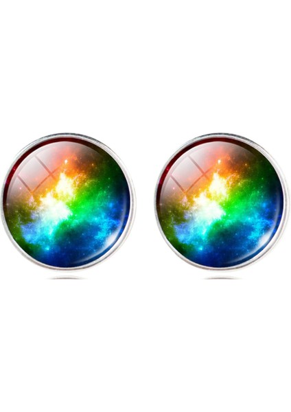 No.2 Boyutu Kadınlar Için 12 Parça 6 Çift Galaksi Nebula Yuvarlak Cam Kamaşon Küpe (Yurt Dışından) fırsatları