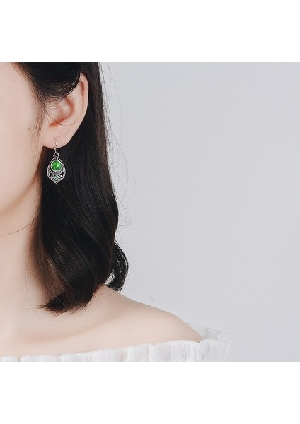 Yeşil Stil Antika Gümüş Doğal Turkuaz Küpe Vintage Kadın Nişan Düğün Parti Kolye Küpe (Yurt Dışından) indirimleri