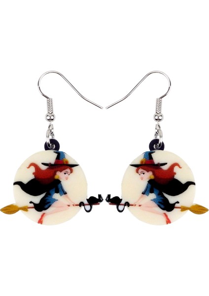 Beyaz Stil Kadın Kızlar Için Akrilik Cadı Süpürgesi Küpe Düşen Damla Punk Takı Halloween Karikatür Hediye Şanslılığı (Yurt Dışından) fiyatları