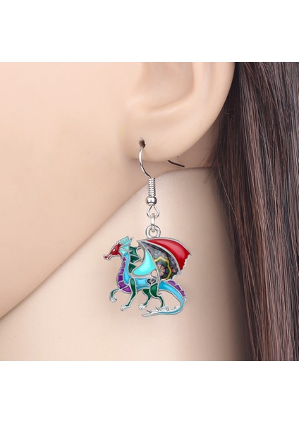 Çok Renkli Stil Kadın Kızlar Gençler Için Çiçekli Ejderha Dinozor Küpe Damla Takı Hayvan Kolye Süsler Moda Aksesuarlar (Yurt Dışından) fiyatları