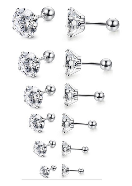 Gül Altın Tarzı 4 mm Almil Yıldız Kesim Kübik Zirkonya Küpe - Vidalı Arkalarıyla Paslanmaz Çelik (Yurt Dışından) modelleri