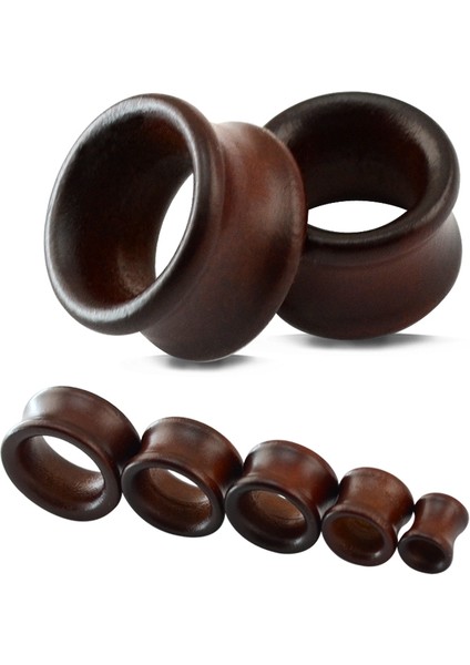 Kahverengi Tarzı 18 mm 1 Çift Oyuk Kulak Tıkaçları ve Tüneller Büyük Boy Kulak Tünel Küpeleri Kulak Genişletici Ahşap Genişletici Beden Delme Ölçüleri (Yurt Dışından)