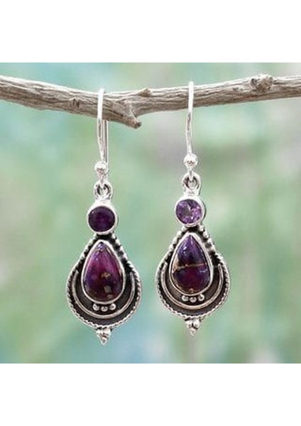 Mor Tarzı Gümüş Mor Turkuaz Ametist Sallantılı Küpe Küpe - Yıldız Gümüş Takı (Yurt Dışından) fiyatları