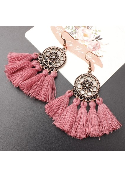 Sarı Stil 2018 Yeni Çember Alaşım Püskül Küpe, Retro Bohemya Halk Rüzgar Küpe Düğün Bayan Küpeleri (Yurt Dışından)