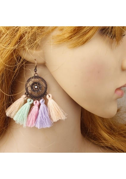 Sarı Stil 2018 Yeni Çember Alaşım Püskül Küpe, Retro Bohemya Halk Rüzgar Küpe Düğün Bayan Küpeleri (Yurt Dışından) modelleri