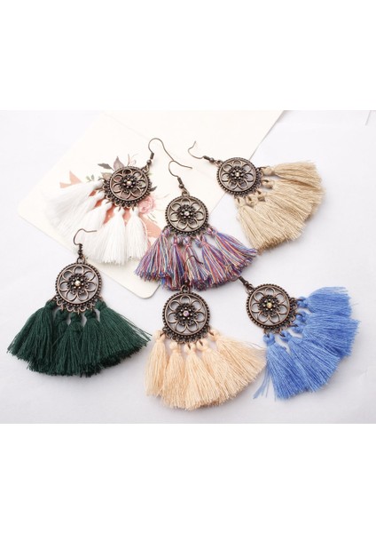 Sarı Stil 2018 Yeni Çember Alaşım Püskül Küpe, Retro Bohemya Halk Rüzgar Küpe Düğün Bayan Küpeleri (Yurt Dışından) indirimleri