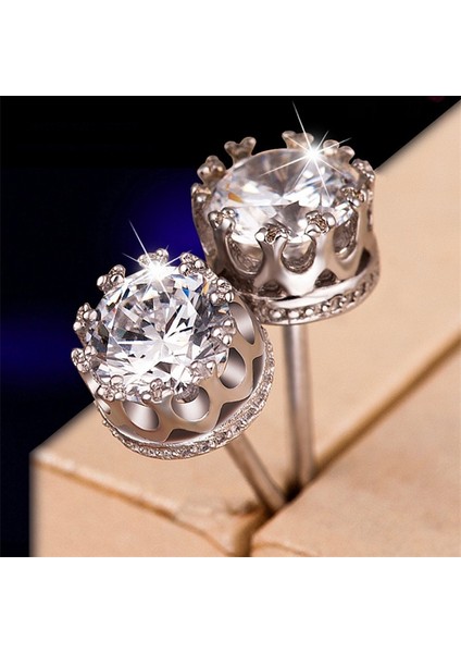 Altın Tarzı 1 Çift Kadın Moda Zarif Retro Klasik Gümüş Beyaz Mor Zirkon Taç Küpe Takı (Yurt Dışından) fırsatları