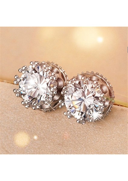 Altın Tarzı 1 Çift Kadın Moda Zarif Retro Klasik Gümüş Beyaz Mor Zirkon Taç Küpe Takı (Yurt Dışından) indirimleri