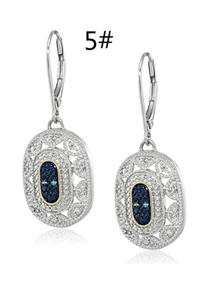 No.4 Boyutu 5 Tarz Retro Beyaz Gümüş Mavi Safir Taşlı Düşen Küpe (Yurt Dışından) fiyatları