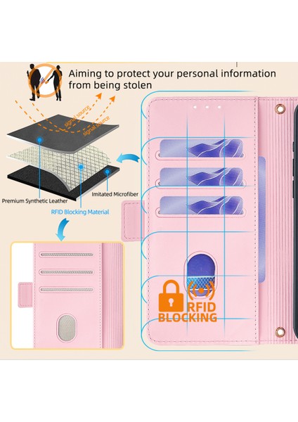 Xiaomi Poco F6 5g Crossbody Kılıf Rfıd Engelleme Cüzdan Pu Deri Katlanır Halkalı Telefon Kılıfı Kapak-Pembe (Yurt Dışından) fiyatları