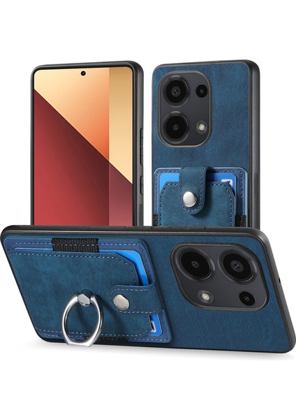 Xiaomi Redmi Note 13 Pro 4g Kılıf Kart Yuvaları Için Kickstand-Mavi ile Retro Pu + Tpu Kapak (Yurt Dışından) fiyatları