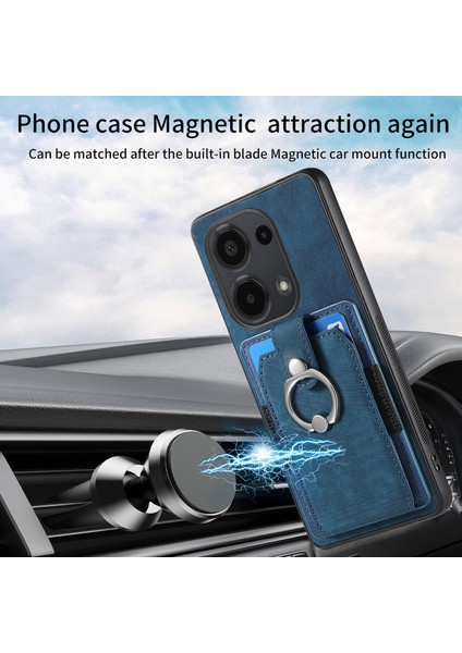 Xiaomi Redmi Note 13 Pro 4g Kılıf Kart Yuvaları Için Kickstand-Mavi ile Retro Pu + Tpu Kapak (Yurt Dışından) indirimleri