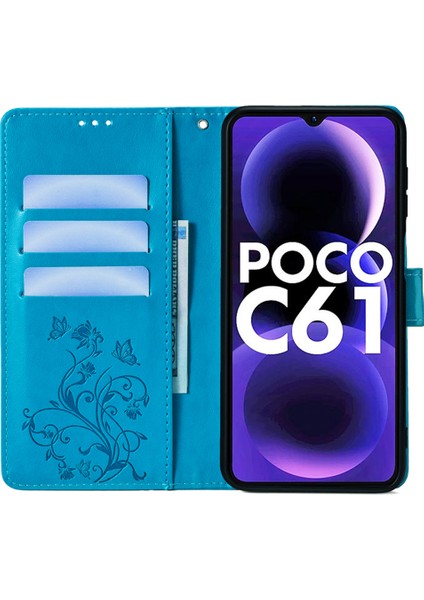 Xiaomi Redmi Için A3 Kılıf Kart Yuvaları Kapak Çiçek Pu Deri Standlı Telefon Kabuk Kayış-Mavi (Yurt Dışından) fiyatları