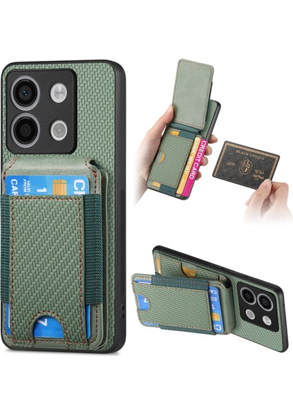 Xiaomi Poco X6 5g Kılıf Kart Tutucu Anti Drop Deri Arka Kapak-Yeşil (Yurt Dışından)