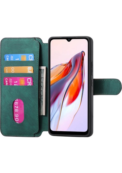 Caseneo Xiaomi Redmi 12C 4g Kılıf Cüzdan Çıkarılabilir Retro Telefon Kapağı-Yeşil (Yurt Dışından)
