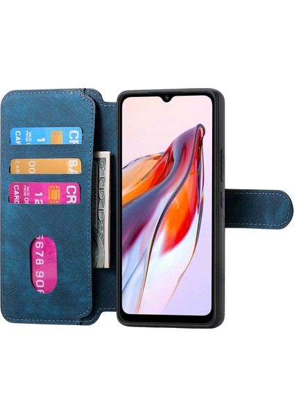 Caseneo Xiaomi Redmi 12C 4g Kılıf Cüzdan Çıkarılabilir Retro Telefon Kapağı-Koyu Mavi (Yurt Dışından)