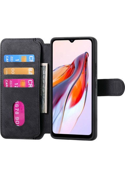 Caseneo Xiaomi Redmi 12C 4g Kılıf Cüzdan Çıkarılabilir Retro Telefon Kapağı-Siyah (Yurt Dışından)