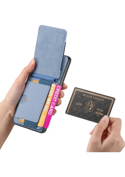 Xiaomi Redmi Note 13 Pro 4g Kılıf Ayarlanabilir Kickstand Deri Karbon Fiber Kapak-Mavi (Yurt Dışından) fiyatları