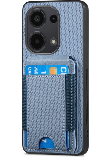 Xiaomi Redmi Note 13 Pro 4g Kılıf Ayarlanabilir Kickstand Deri Karbon Fiber Kapak-Mavi (Yurt Dışından) modelleri