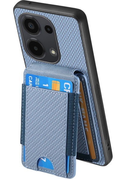 Xiaomi Redmi Note 13 Pro 4g Kılıf Ayarlanabilir Kickstand Deri Karbon Fiber Kapak-Mavi (Yurt Dışından) fırsatları