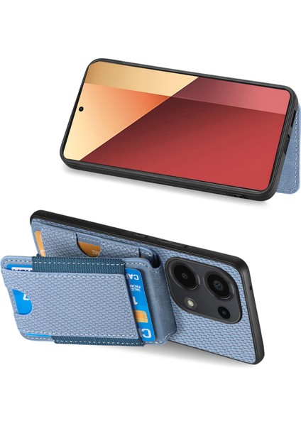 Xiaomi Redmi Note 13 Pro 4g Kılıf Ayarlanabilir Kickstand Deri Karbon Fiber Kapak-Mavi (Yurt Dışından) indirimleri