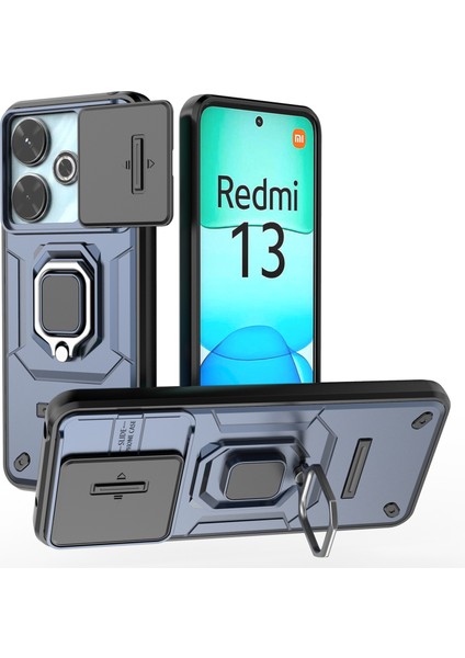 Xiaomi Redmi 13 5g/13 4g Kılıf Için Camshield Kickstand Pc+Tpu Telefon Kapağı-Mavi (Yurt Dışından)