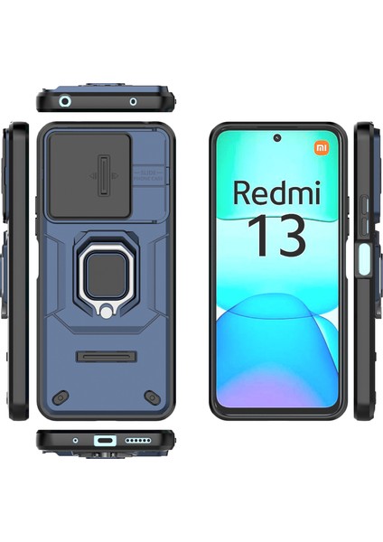 Xiaomi Redmi 13 5g/13 4g Kılıf Için Camshield Kickstand Pc+Tpu Telefon Kapağı-Mavi (Yurt Dışından) indirimleri