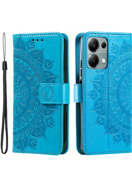Xiaomi Redmi 14C 4g Standlı Kılıf Baskılı Totem Pu Deri Cüzdan Telefon Kapağı-Mavi Için (Yurt Dışından)