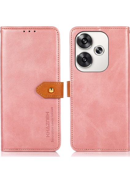 Khazneh Xiaomi Poco F6 5g Kılıf Cüzdan Çevirme Deri Telefon Kapağı-Gül Altın (Yurt Dışından)