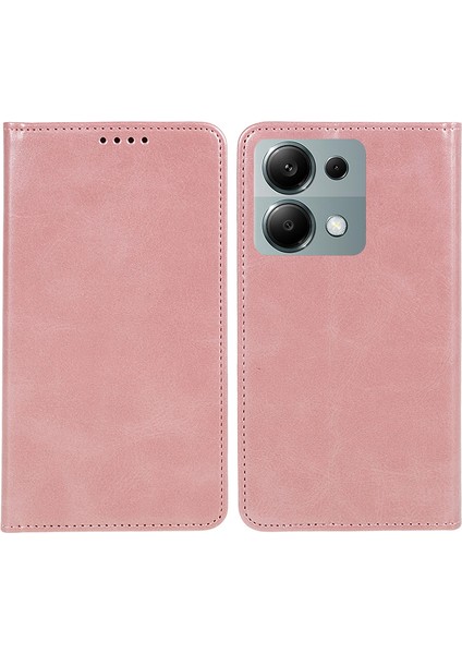Xiaomi Redmi Için Not 13 Pro 4g Kılıf Deri Buzağı Doku Telefon Kapağı Manyetik Otomatik Emilmiş-Gül Altın (Yurt Dışından)