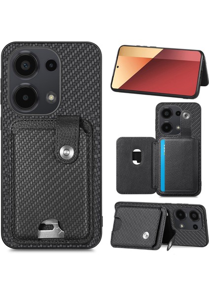 Xiaomi Poco M6 Pro 4g Kılıf Kickstand Kart Tutucu Telefon Kapağı-Siyah (Yurt Dışından)