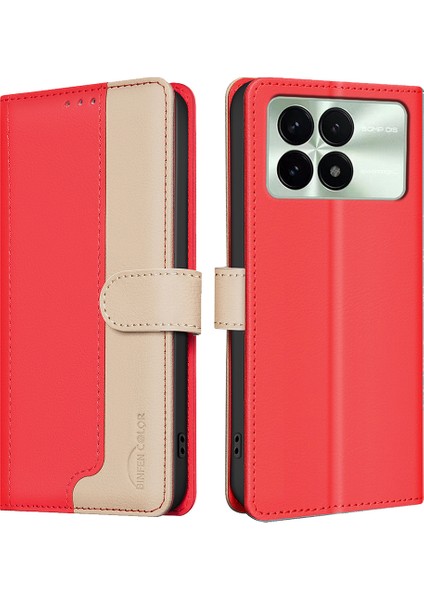 Bınfen Renk Xiaomi Poco F6 Pro 5g Deri Kılıf Rfıd Engelleme-Kırmızı (Yurt Dışından)