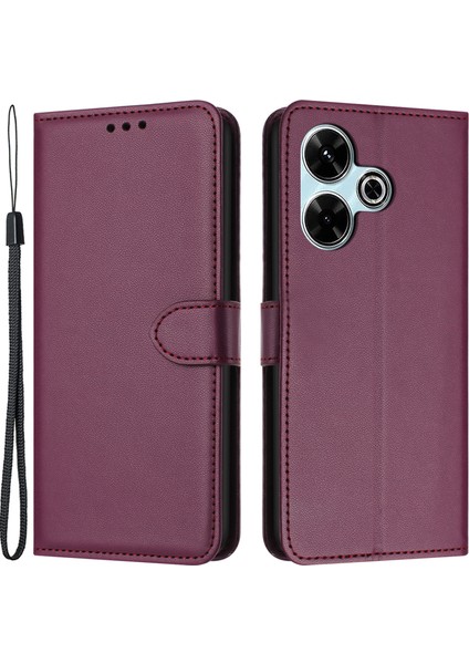 Xiaomi Redmi 13 5g/13 4g Telefon Kılıfı Çizilmez Stand Deri Cüzdan Kapağı-Mor (Yurt Dışından)