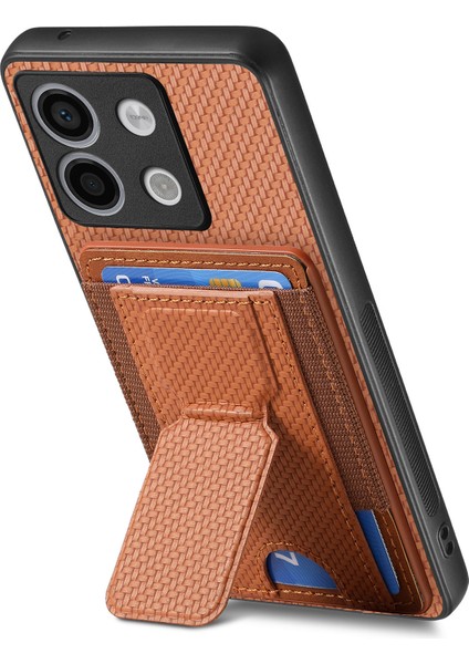 Xiaomi Poco X6 5g Kılıf Kickstand Kart Sahibinin Deri Arka Kapak-Kahverengi (Yurt Dışından) modelleri