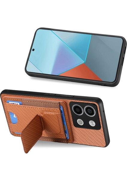 Xiaomi Poco X6 5g Kılıf Kickstand Kart Sahibinin Deri Arka Kapak-Kahverengi (Yurt Dışından) fırsatları