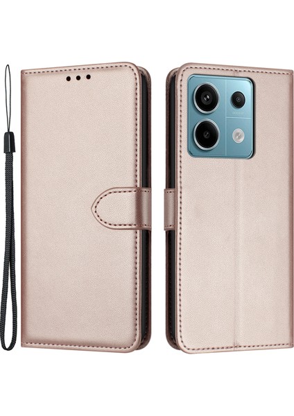 Xiaomi Redmi Note 13 Pro 5g Cüzdan Kılıf Deri Standlı Telefon Kapağı-Gül Altın (Yurt Dışından)