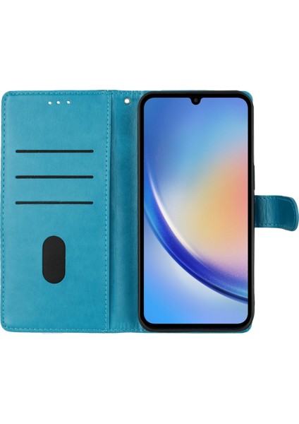 Xiaomi Redmi Için 14C 4g Cüzdan Telefon Kılıfı Çiçek Baskı Deri Kapak Çevirin-Mavi (Yurt Dışından) modelleri