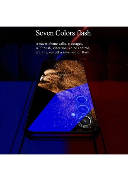 Samsung Galaxy A25 5g(Global)Case Call Flash Serisi Desen Baskı Temperli Cam+Tpu Telefon Kılıfı-Aslan Profilli (Yurt Dışından) fiyatları