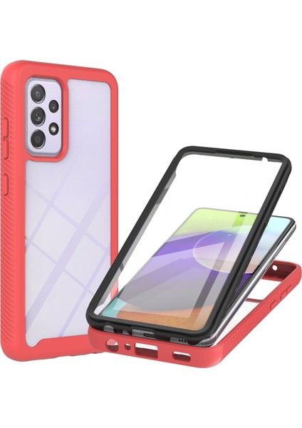 Tam Kapsamlı Koruma Pet Ekran Koruyucu + Pc + Tpu Koruyucu Kılıf Samsung Galaxy A52 4G/5G/A52S 5G/A52S 5g-Kırmızı (Yurt Dışından)