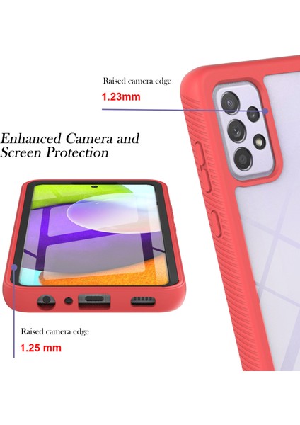Tam Kapsamlı Koruma Pet Ekran Koruyucu + Pc + Tpu Koruyucu Kılıf Samsung Galaxy A52 4G/5G/A52S 5G/A52S 5g-Kırmızı (Yurt Dışından) modelleri