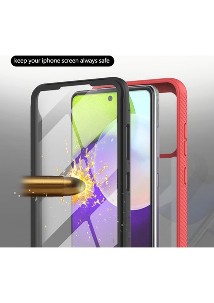 Tam Kapsamlı Koruma Pet Ekran Koruyucu + Pc + Tpu Koruyucu Kılıf Samsung Galaxy A52 4G/5G/A52S 5G/A52S 5g-Kırmızı (Yurt Dışından) fırsatları