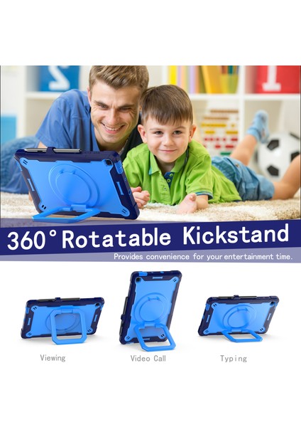 Samsung Galaxy Tab S6 LITE(2024)/(2022)/(2020)SM-P610 P615 P613 P617 P619 Silikon+Pc Kickstand Kapak-Lacivert+Mavi (Yurt Dışından)
