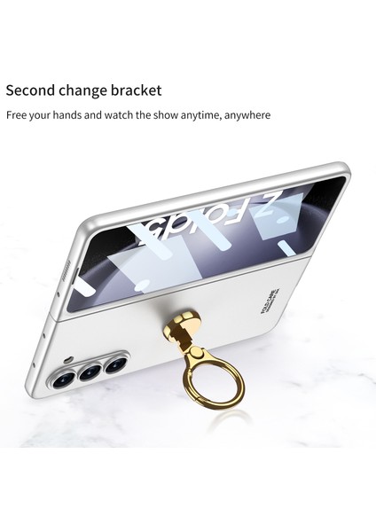 Samsung Galaxy Z Fold5 5g Menteşe Tasarımı Için Kickstand Pc Kılıfı Temperli Cam Film Silver ile Ultra Ince Kapak (Yurt Dışından) fiyatları